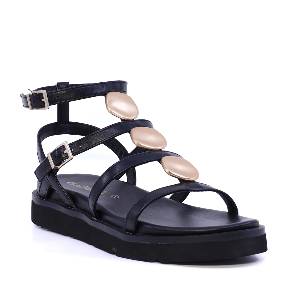 Sandale cu barete multiple  Benvenuti negre  cu accesorii metalice 3931DS2365N - imagine 2