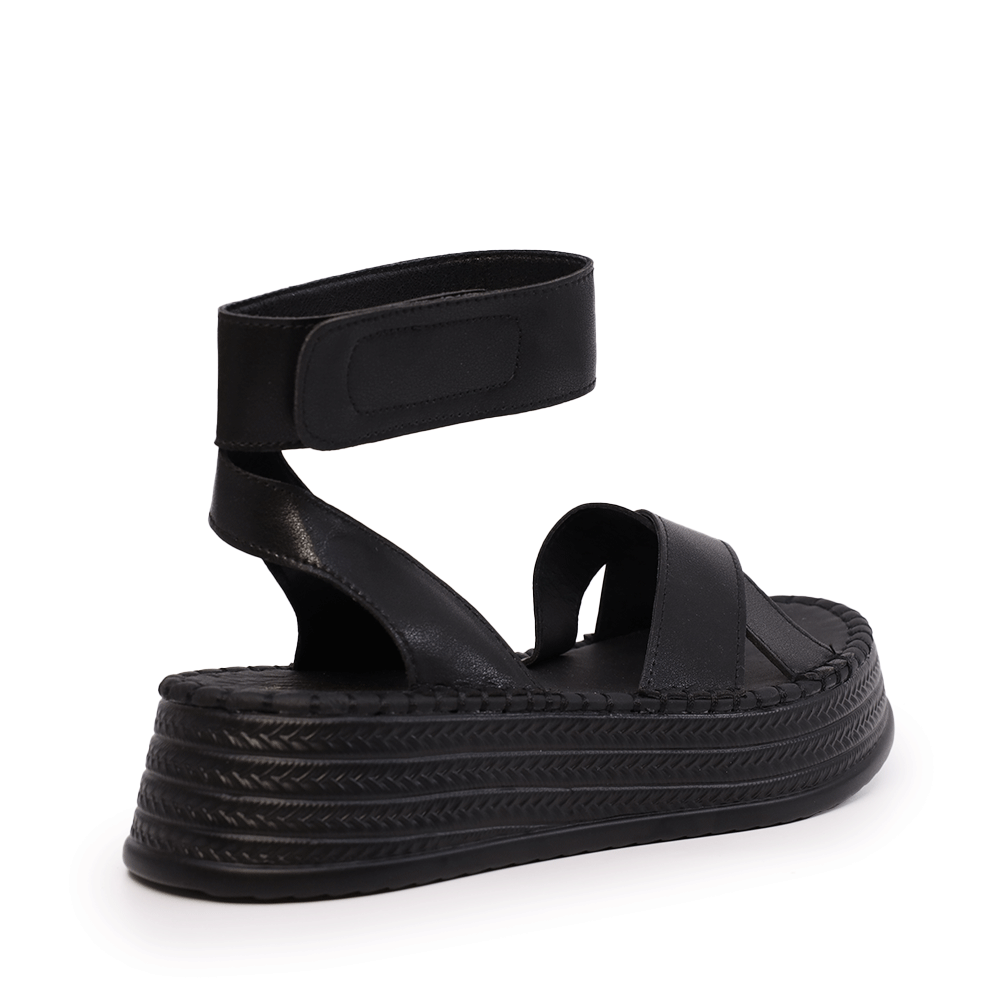 Sandale cu închidere pe gleznă femei Benvenuti negre din piele 1279DS6479N