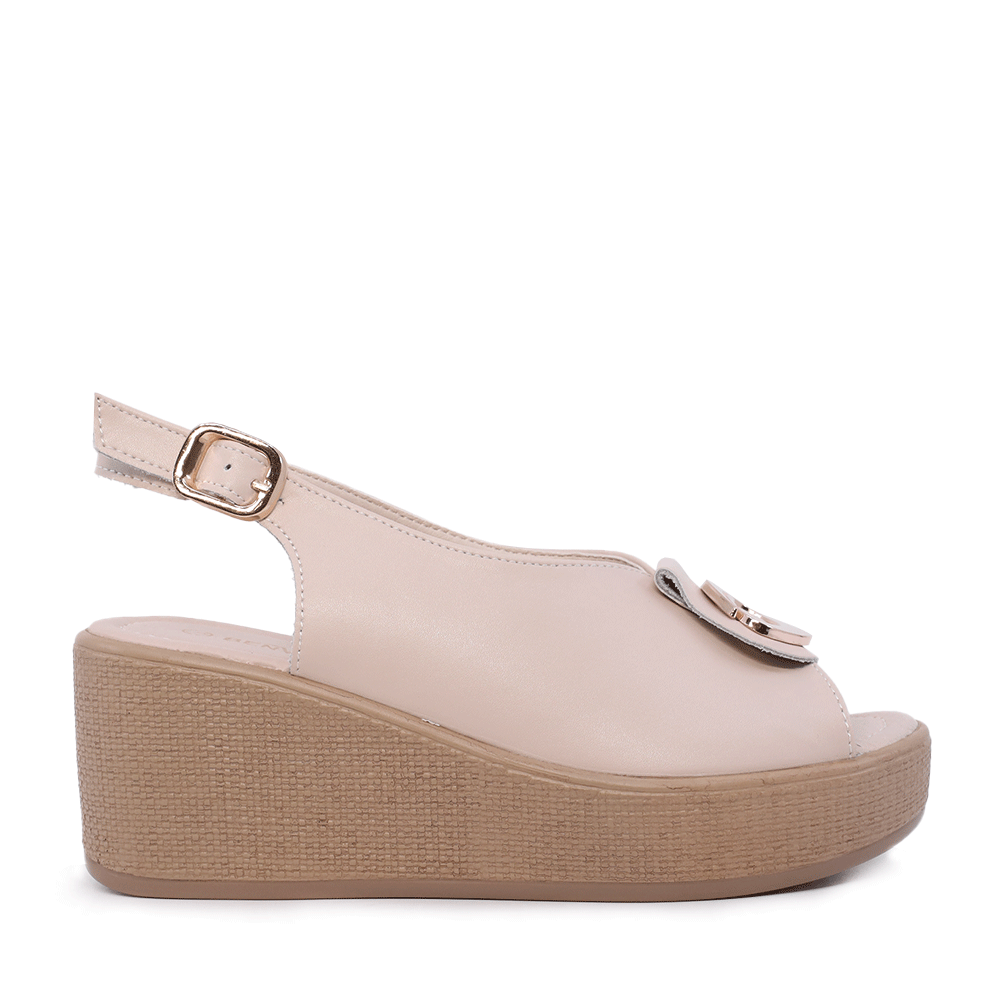 Sandale cu platforma femei Benvenuti bej din piele 1991DS0260BE