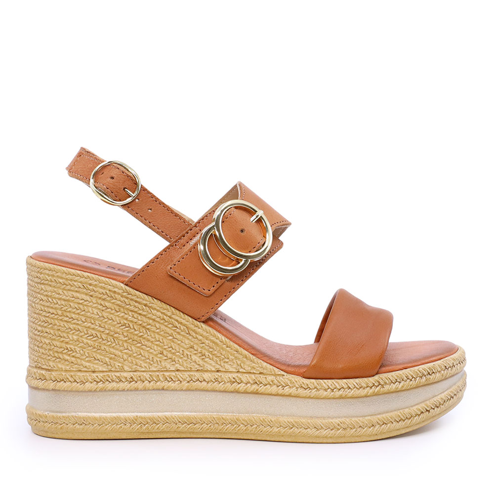 Sandale cu platforma femei Benvenuti cognac din piele  1809DS16434CO