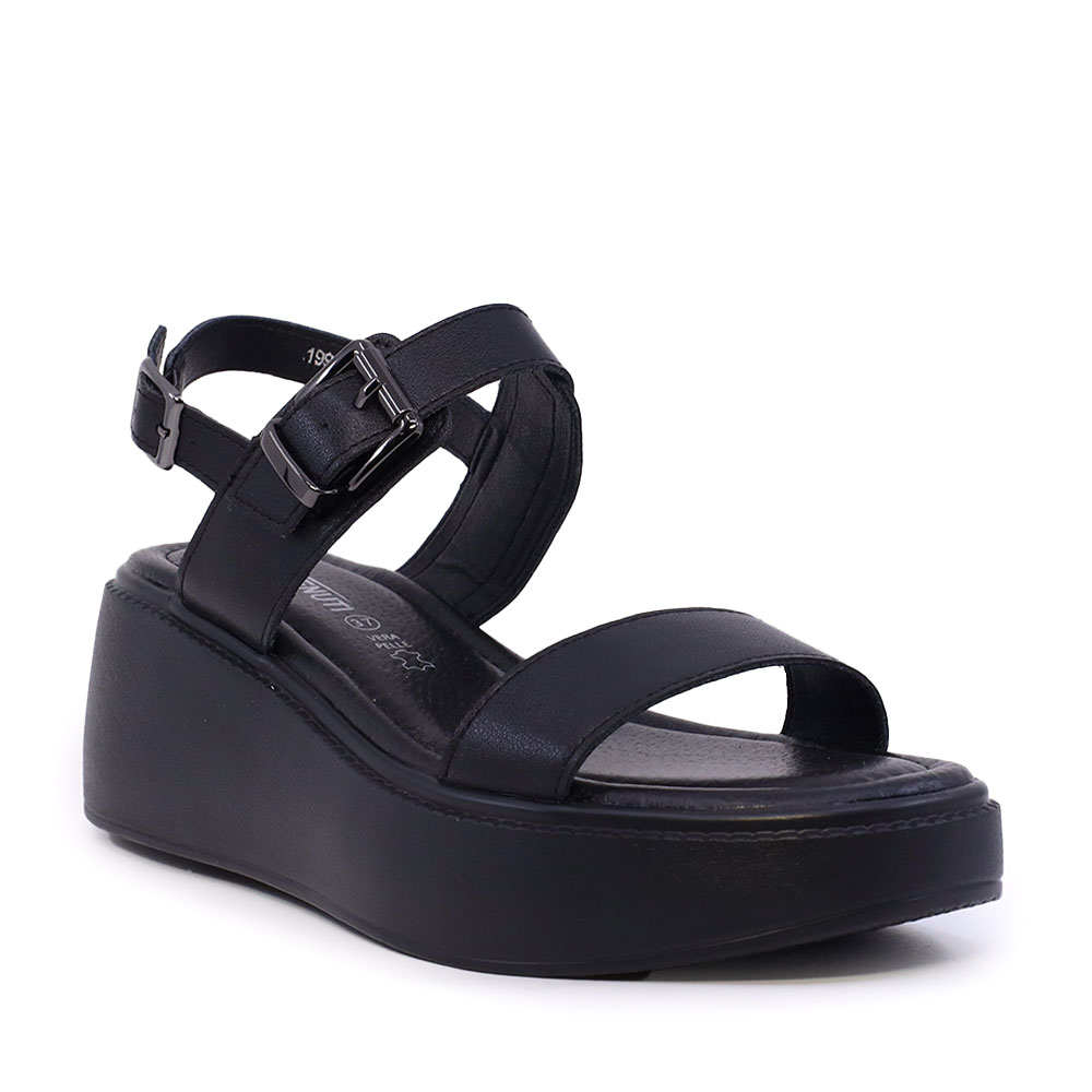 Sandale cu platformă femei Benvenuti negre din piele 1991DS0330N - imagine 2