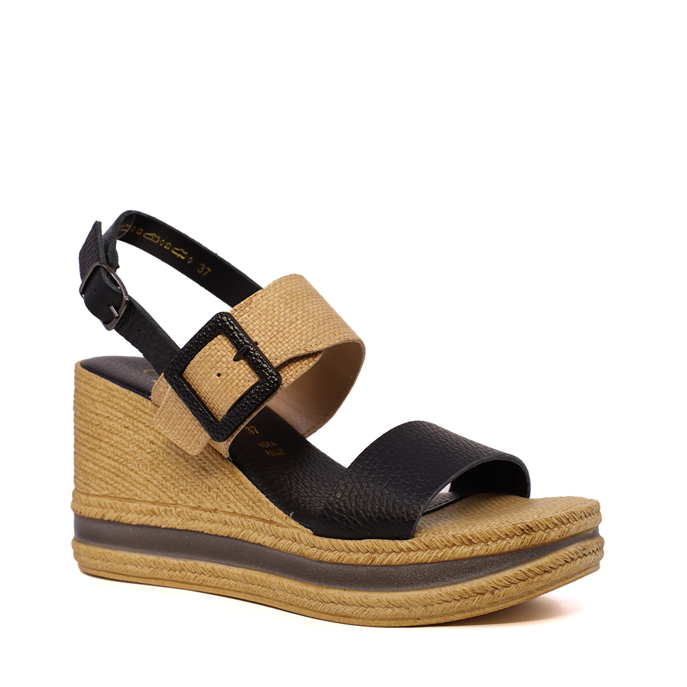 Sandale cu platformă femei Benvenuti negre din piele și sintetic 1809DS16445N - 1 | YEO