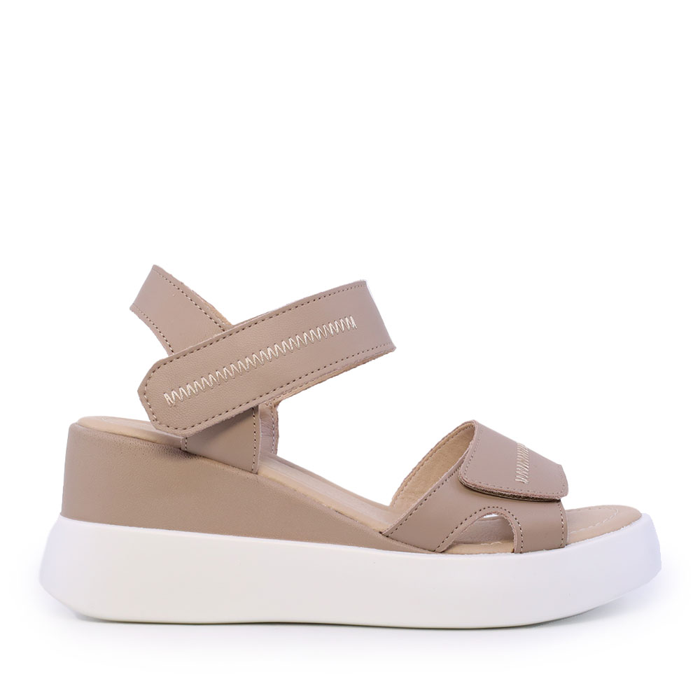 Sandale cu platformă si barete reglabile femei Benvenuti taupe din piele 1991DS0320TA