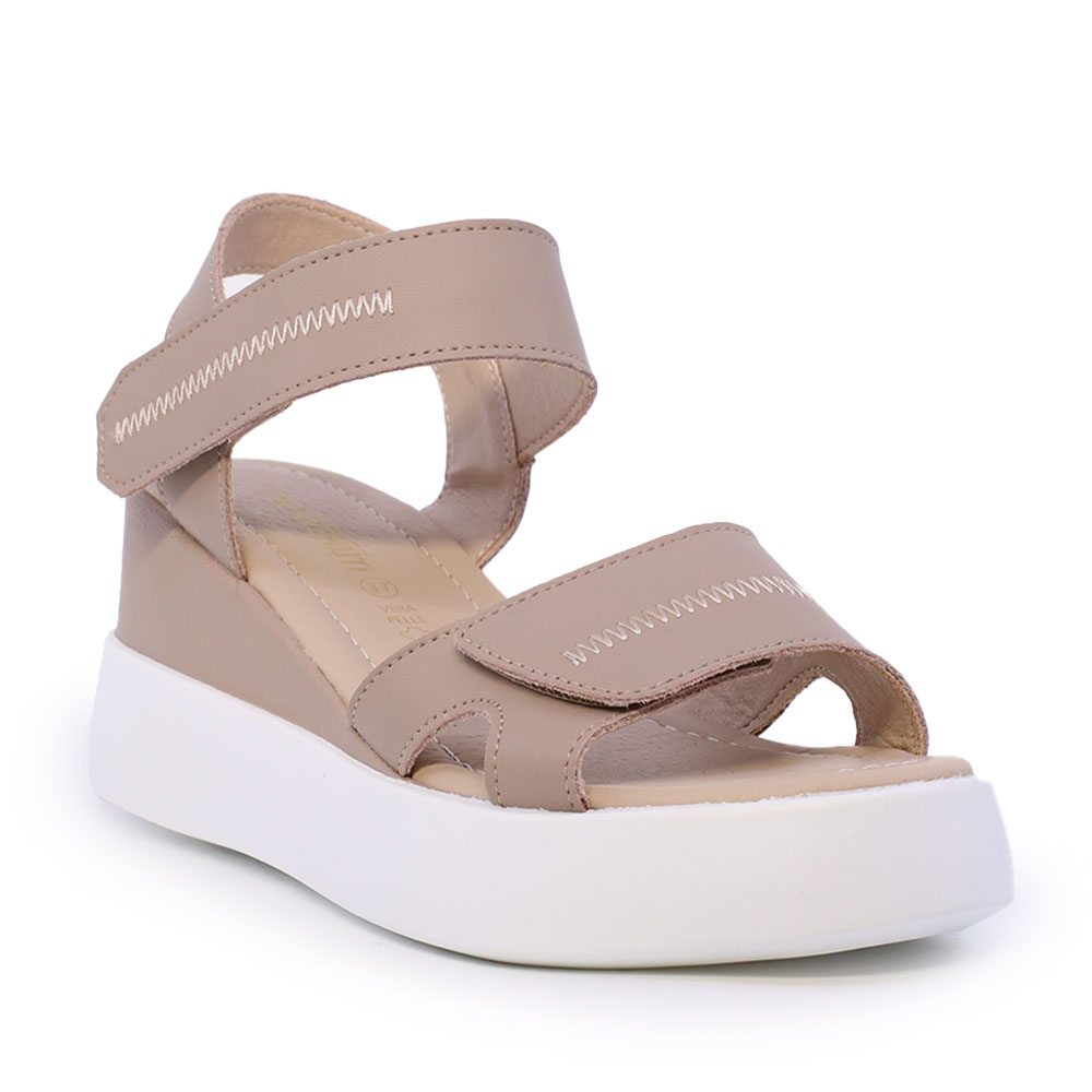 Sandale cu platformă si barete reglabile femei Benvenuti taupe din piele 1991DS0320TA - imagine 2