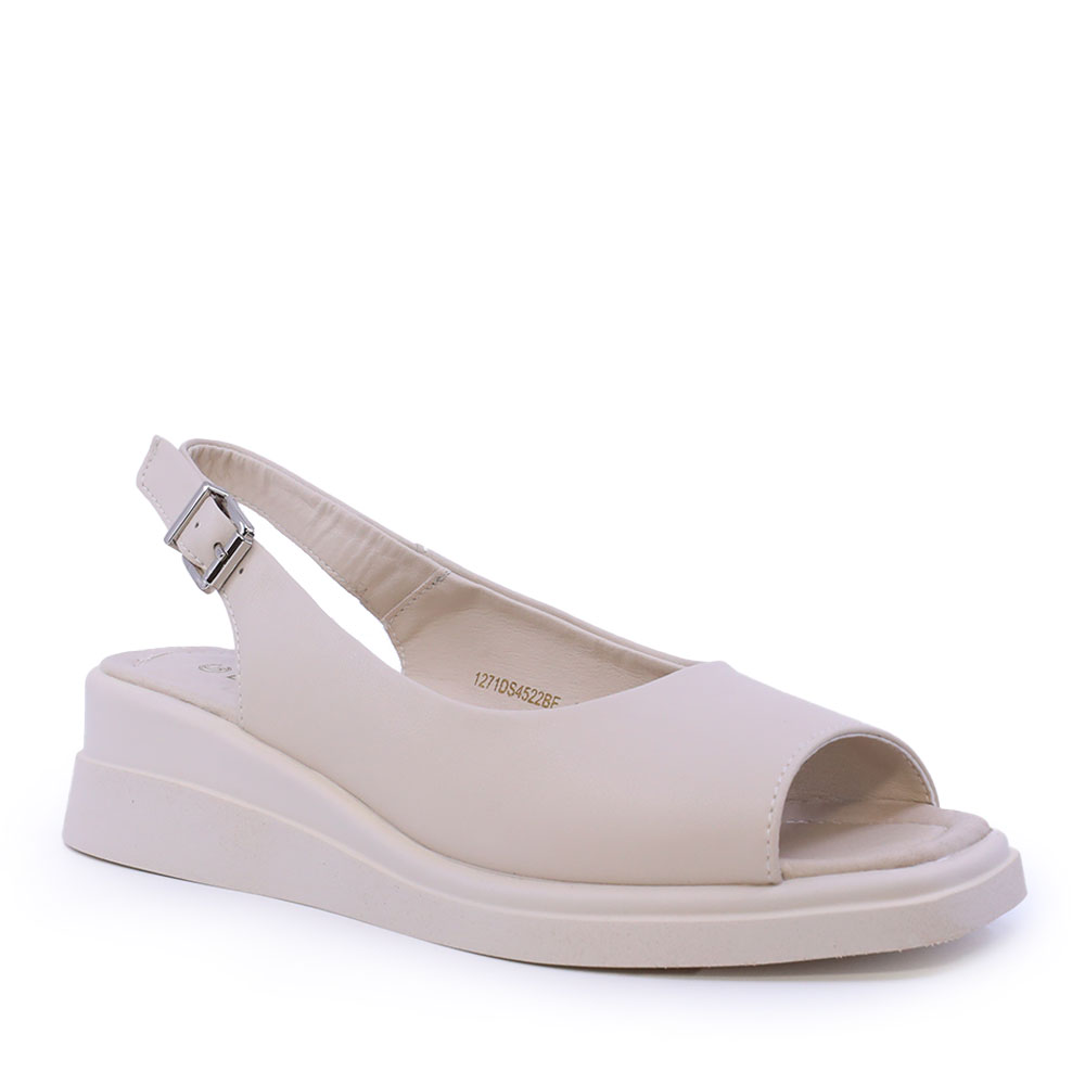 Sandale cu talpă înălțată femei Benvenuti bej din piele 1271DS4522BE - imagine 2