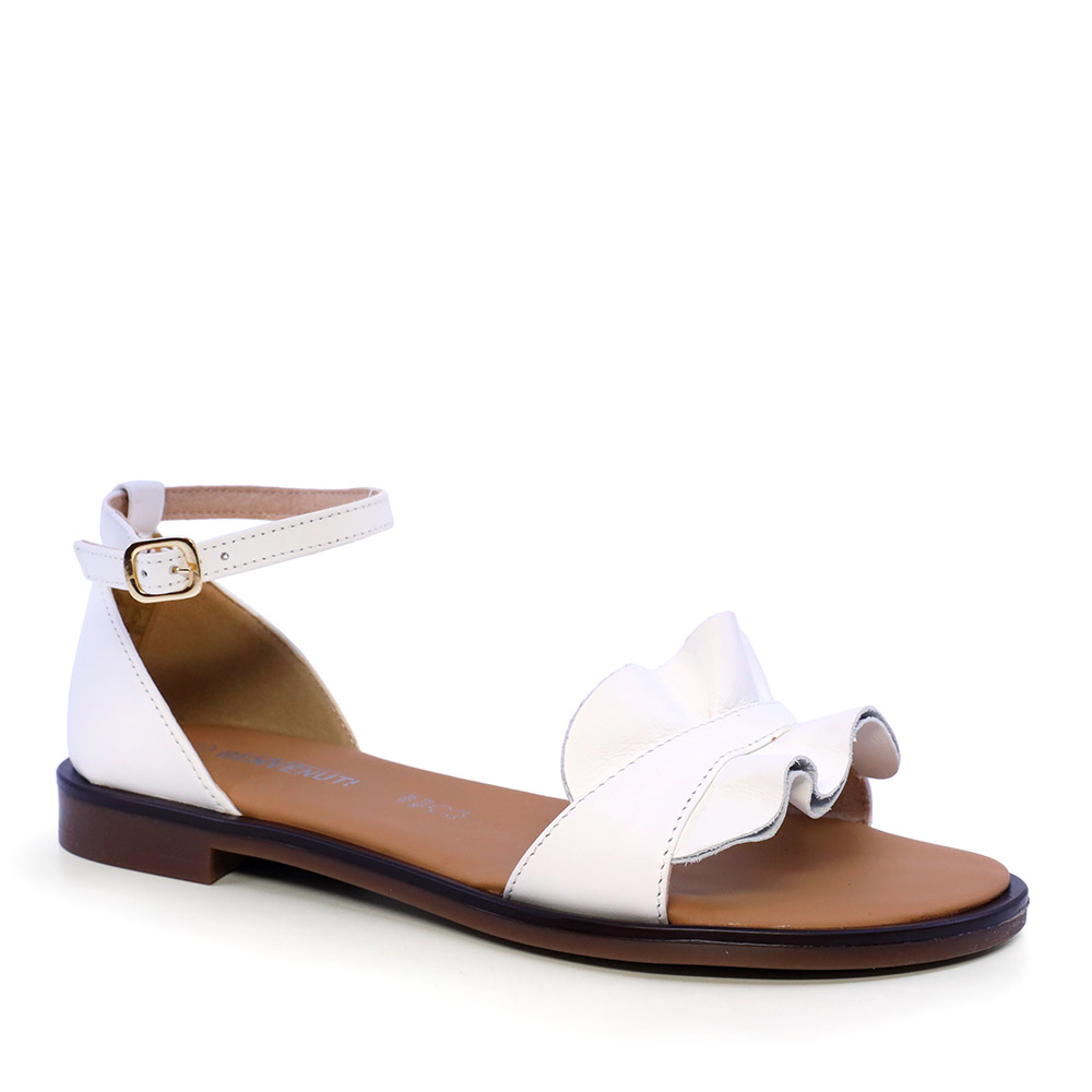 Sandale cu talpă joasă femei Benvenuti albe din piele   511DS3849A - imagine 2