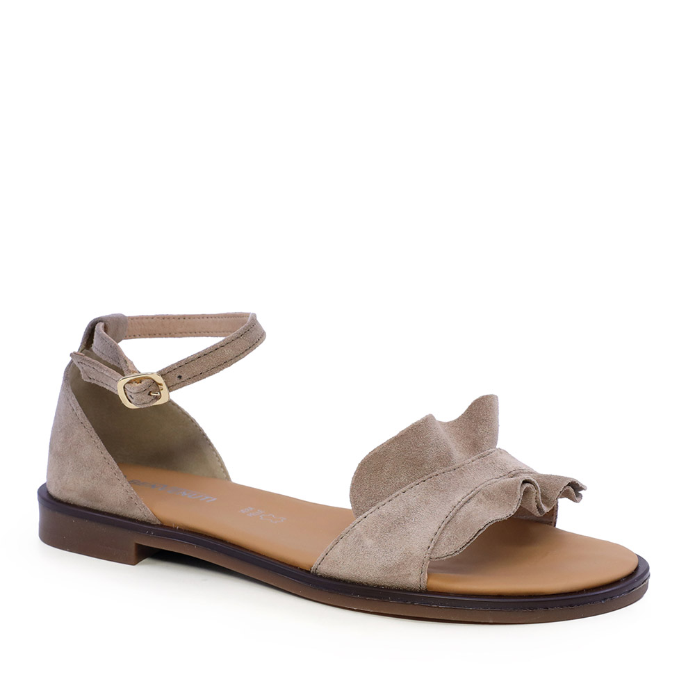 Sandale cu talpă joasă femei Benvenuti bej din piele întoarsă   511DS3849VBE - imagine 2