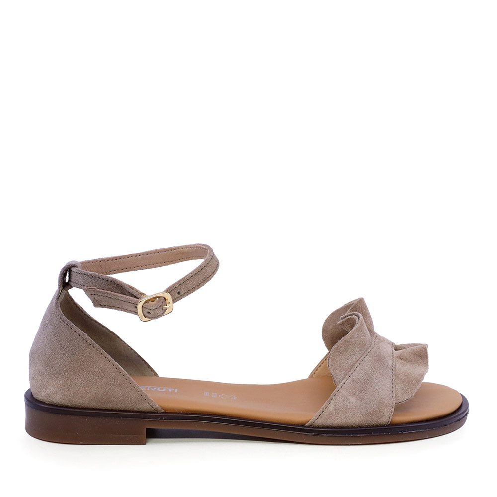 Sandale cu talpă joasă femei Benvenuti bej din piele întoarsă   511DS3849VBE