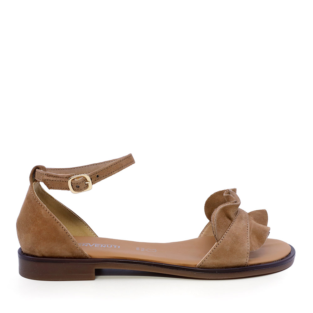 Sandale cu talpă joasă femei Benvenuti maro din piele întoarsă   511DS3849VCO