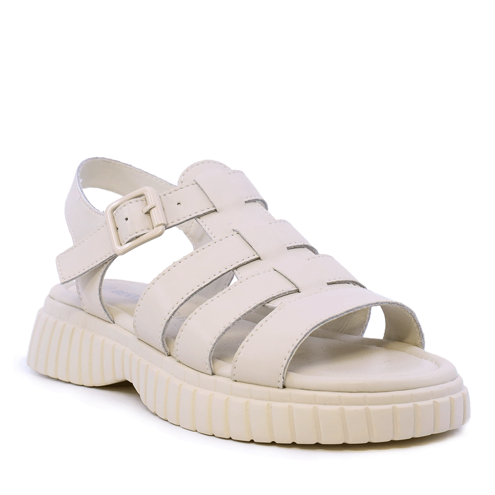 Sandale femei Benvenuti bej din piele cu barete multiple 1941DS037BE - imagine 2