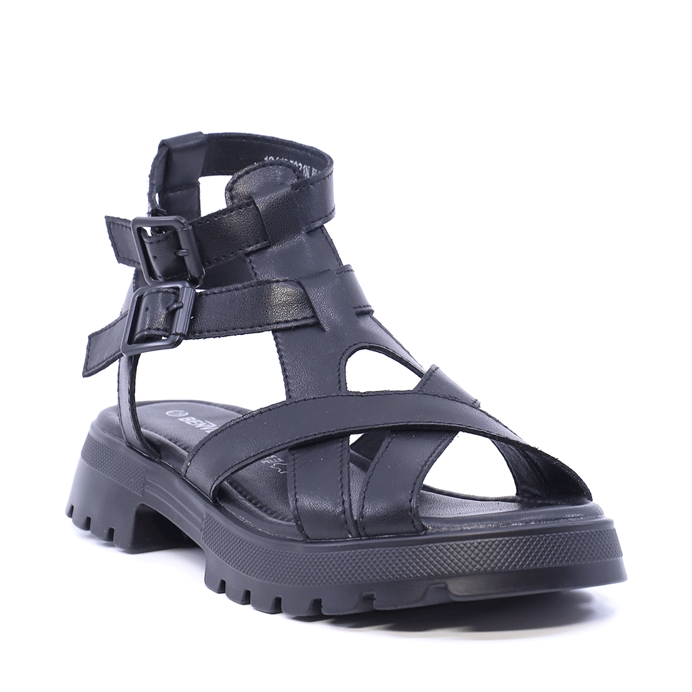 Sandale femei Benvenuti negre din piele 1941DS021N - imagine 2