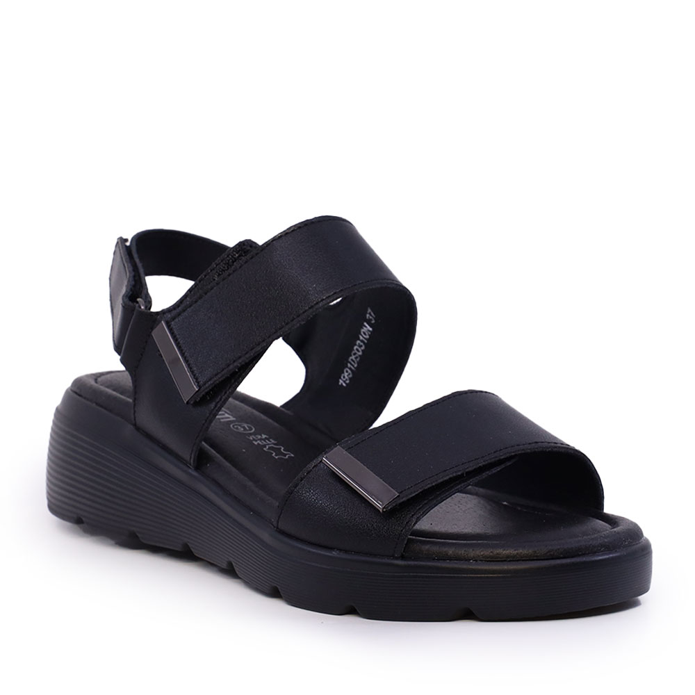 Sandale reglabile femei Benvenuti negre din piele 1991DS0310N - imagine 2