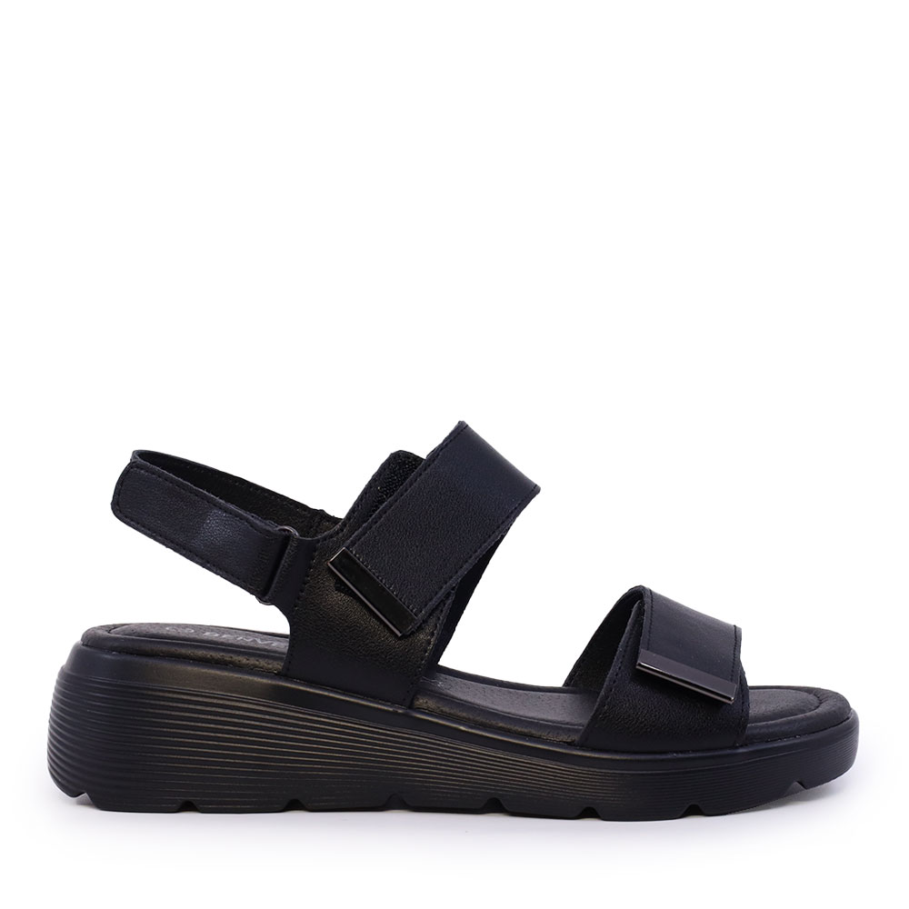 Sandale reglabile femei Benvenuti negre din piele 1991DS0310N