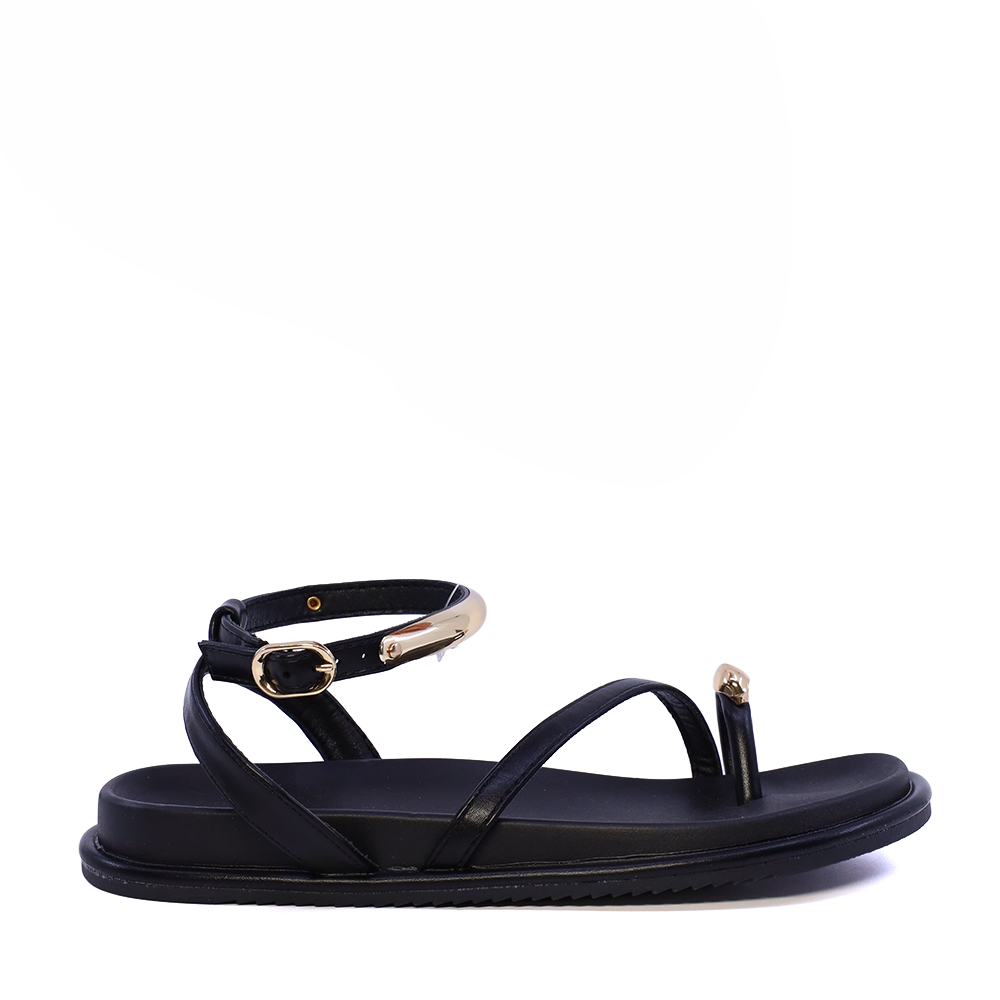 Sandale romane  Benvenuti negre  cu accesorii metalice 3931DS2415N
