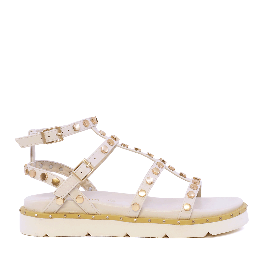 Sandale romane femei Benvenuti albe  cu accesorii  3931DS2371A