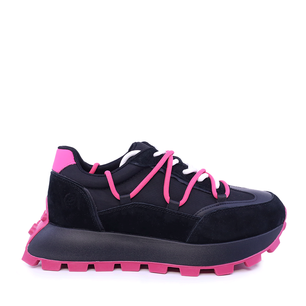 Adidasi femei Benvenuti cu siret dublu negri din piele intoarsa si textil 1991DP0480VN