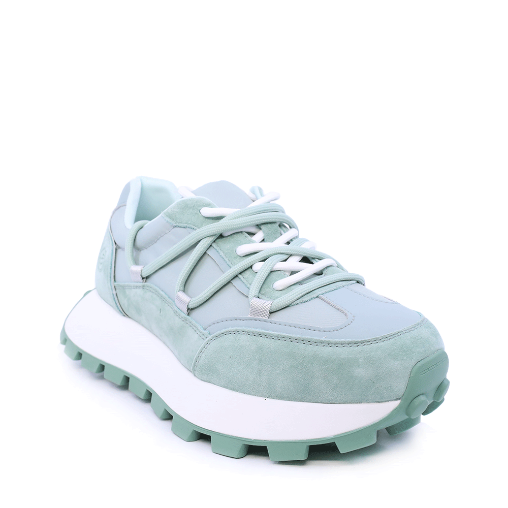 Sneakers femei Benvenuti cu șiret dublu verzi din piele întoarsă și textil 1991DP0480VV