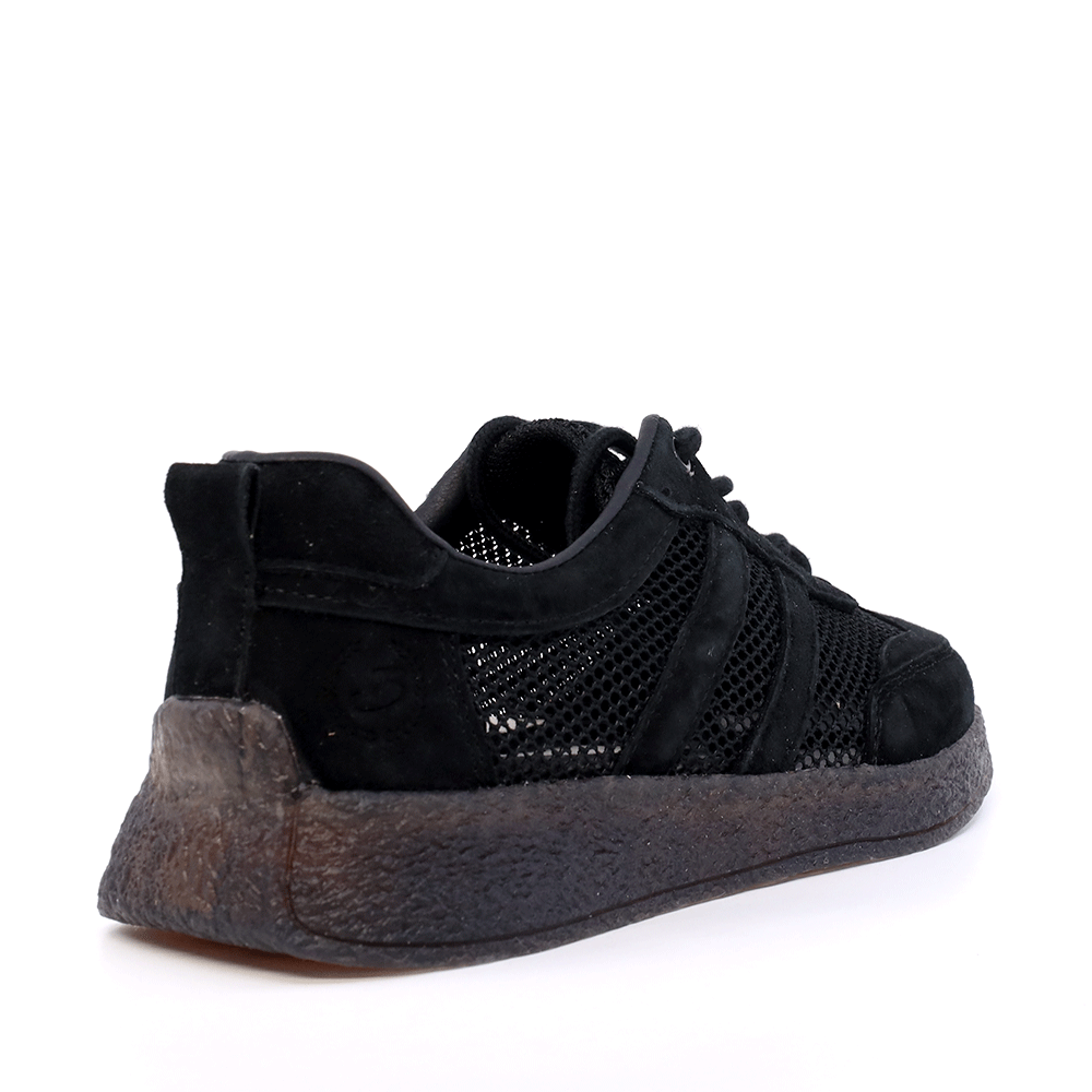 Sneakers perforați femei Benvenuti negri  din piele și textil  1991DPF0620VN