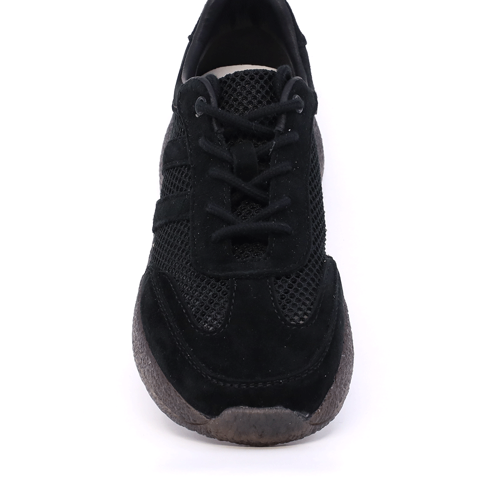 Sneakers perforați femei Benvenuti negri  din piele și textil  1991DPF0620VN