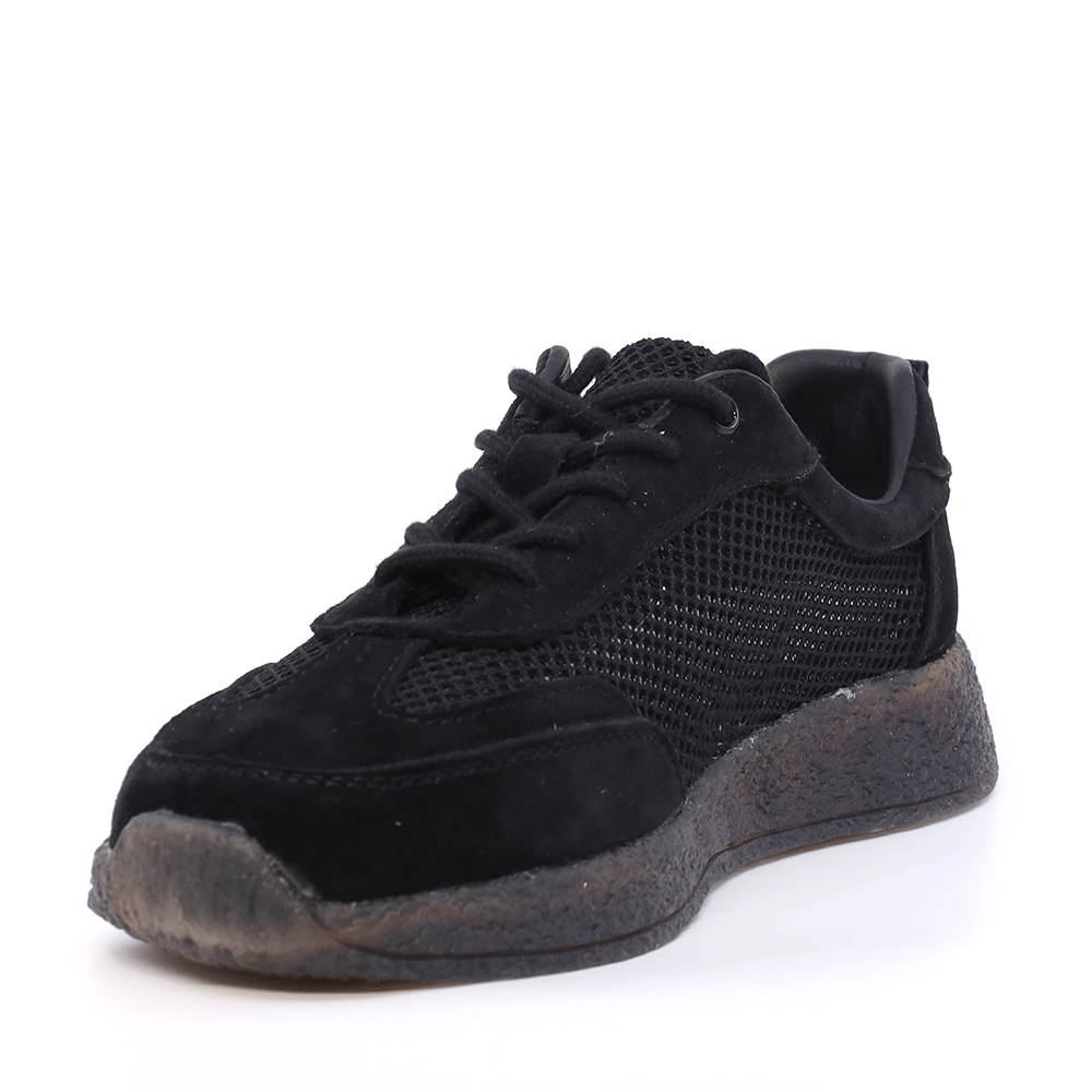 Sneakers perforați femei Benvenuti negri  din piele și textil  1991DPF0620VN