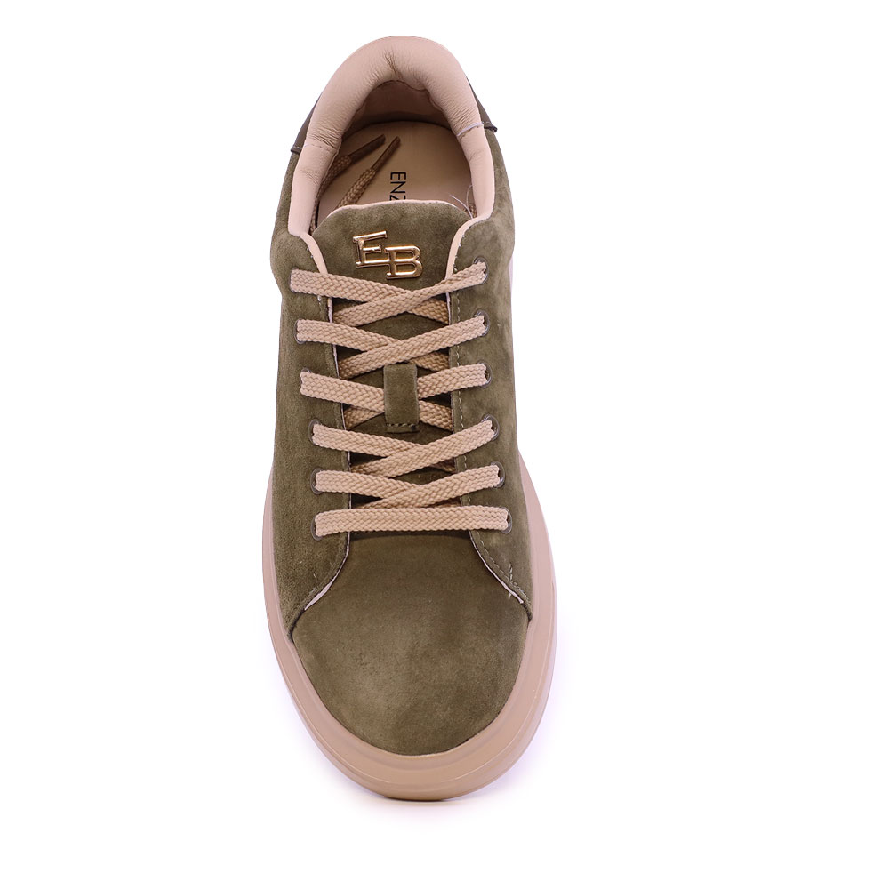 Sneakers ușori femei Enzo Bertini verde olive din piele întoarsă 3862DP585VKA