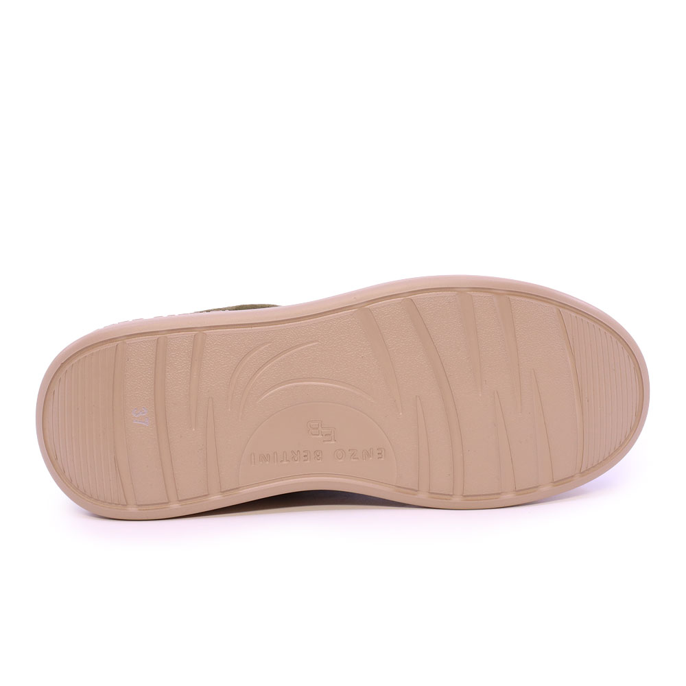 Sneakers ușori femei Enzo Bertini verde olive din piele întoarsă 3862DP585VKA