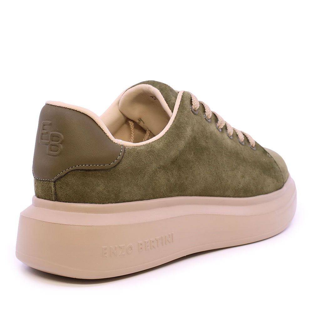 Sneakers ușori femei Enzo Bertini verde olive din piele întoarsă 3862DP585VKA