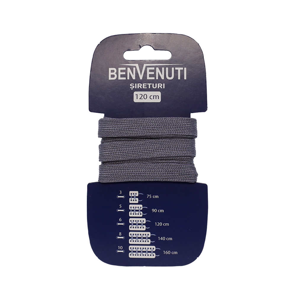 Șiret plat necerat  Benvenuti gri din vâscoză 97si120pnvcf