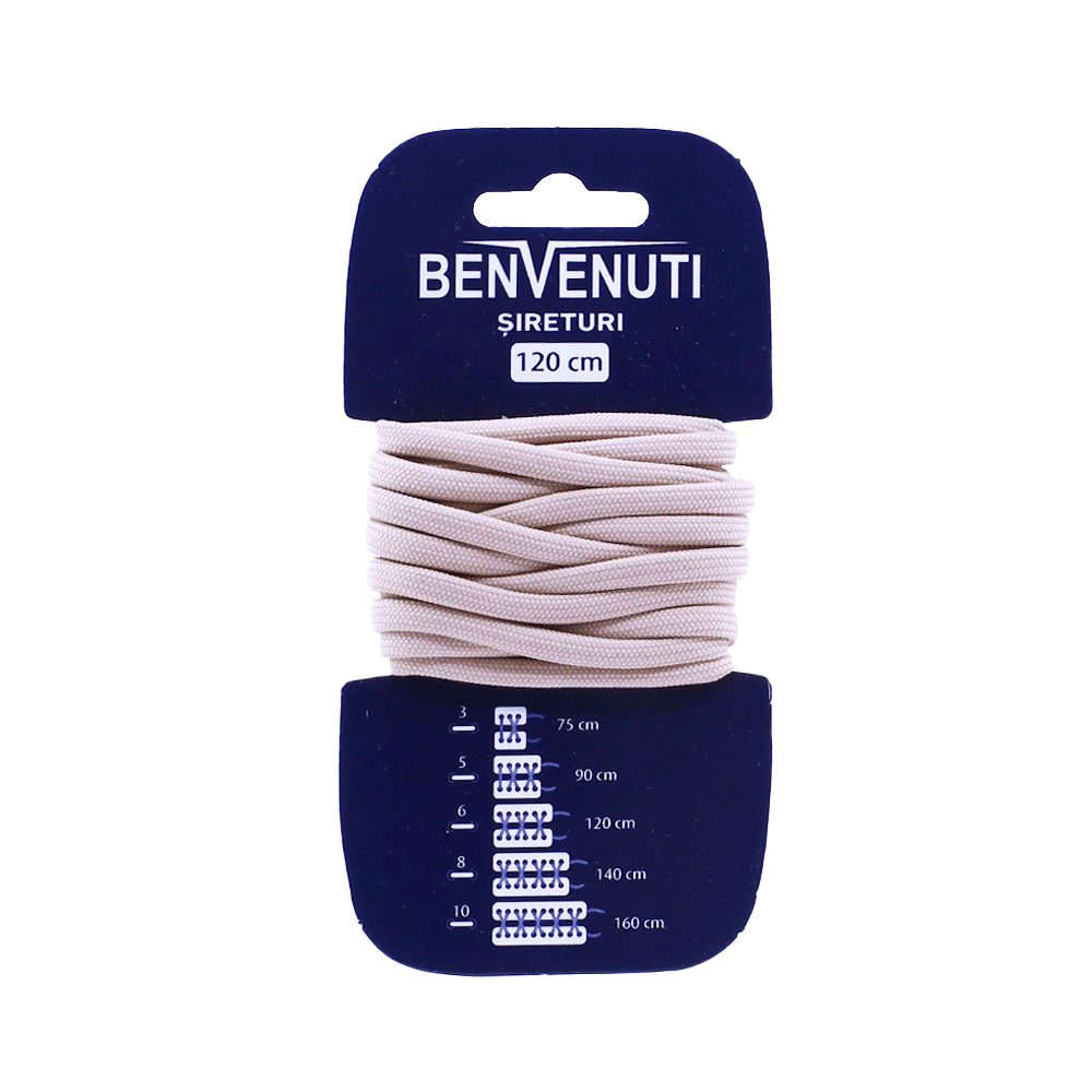 Șiret rotund necerat Benvenuti bej din poliester texturat 97si120rnpbe