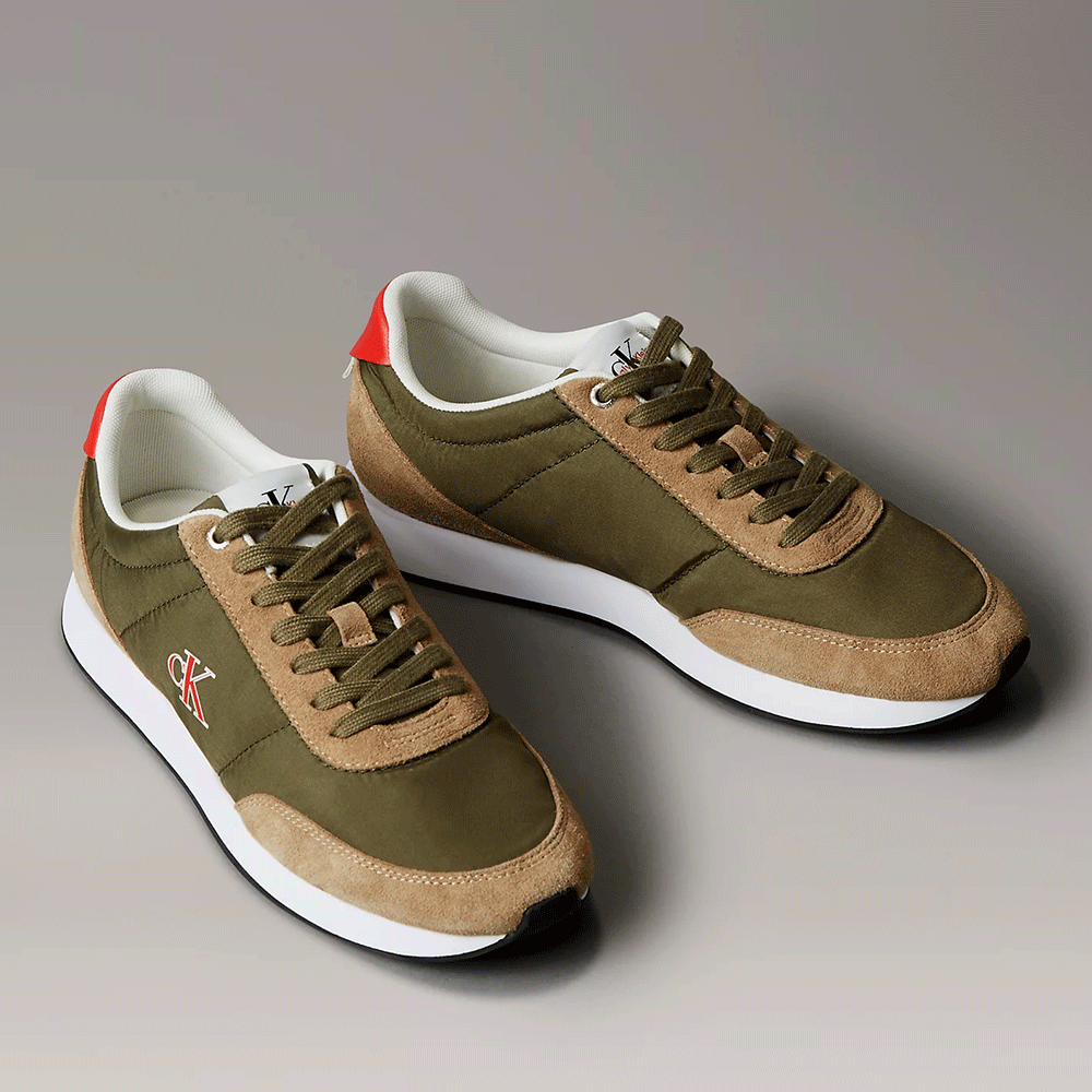 Sneakers bărbați Ck Calvin Klein khaki din piele și textil 2370BP01361VKA - 1 | YEO
