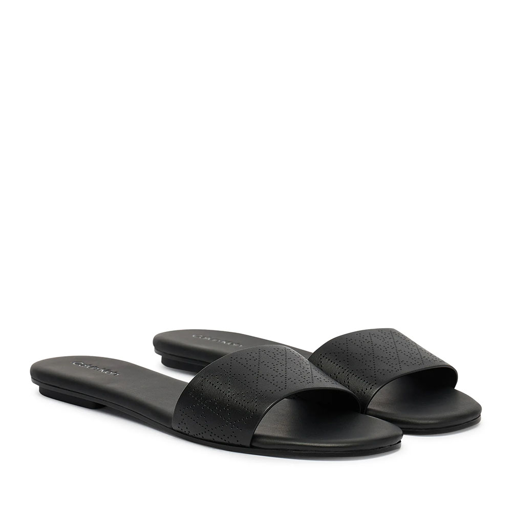 Papuci de plajă femei Calvin Klein negri din piele 2371DST2857N - imagine 2