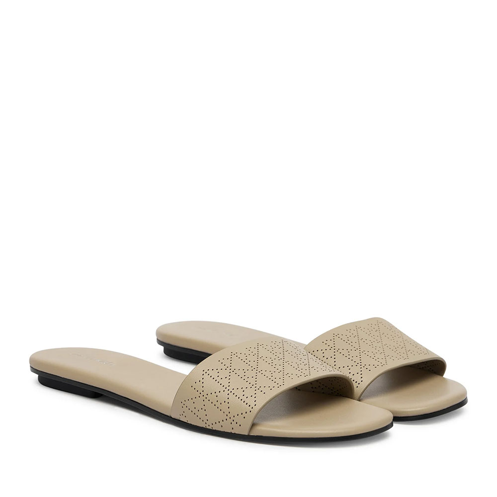 Papuci de plajă femei Calvin Klein taupe din piele 2371DST2857TA - imagine 2