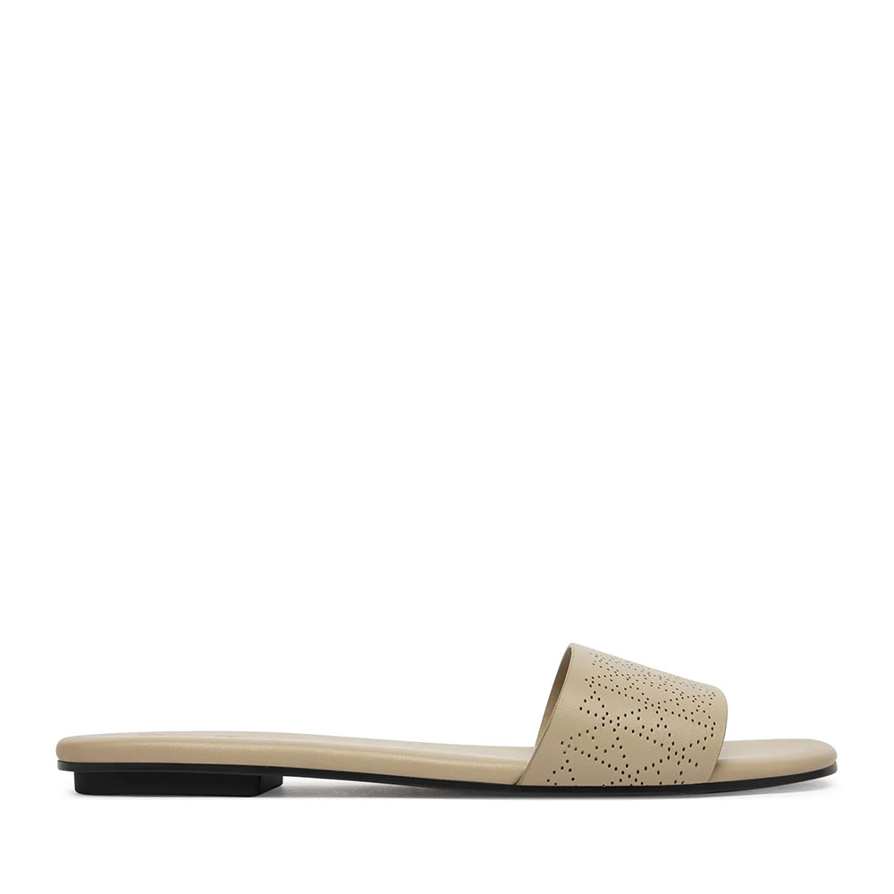 Papuci de plajă femei Calvin Klein taupe din piele 2371DST2857TA