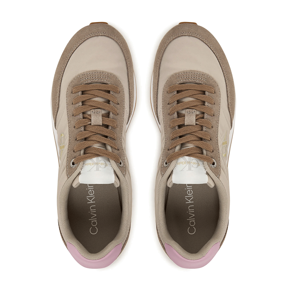 Sneakers Ck Calvin Klein taupe din piele și textil 2370DP01990VTA