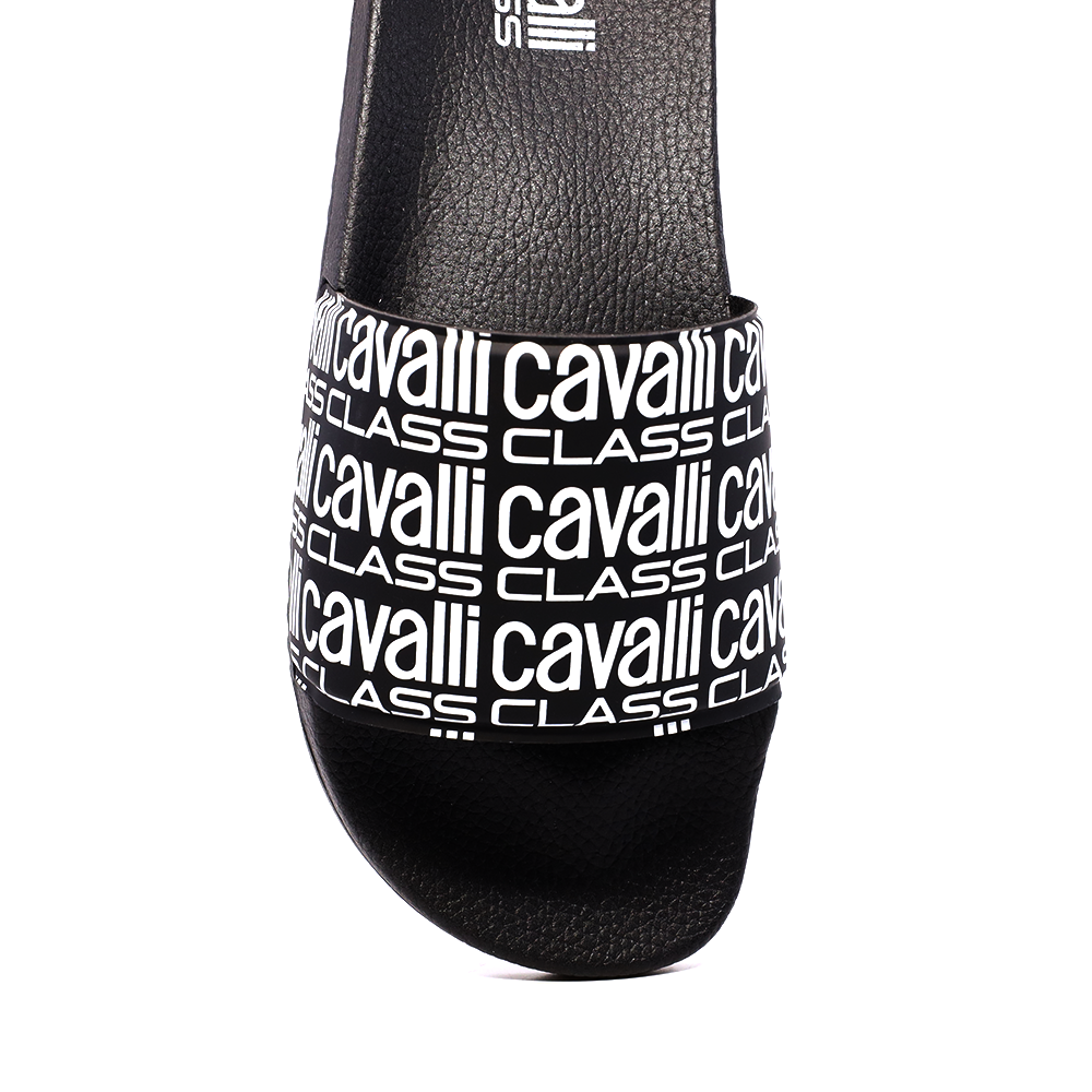 Șlapi bărbați Cavalli Class negri cu logo imprimat 3497BSL24129N