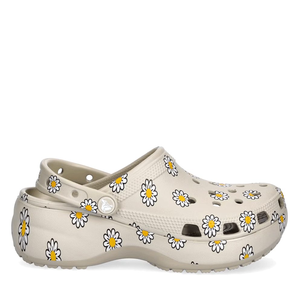 Saboți femei CROCS Classic Platform Floral Clog meteor 3891DSL212668GR