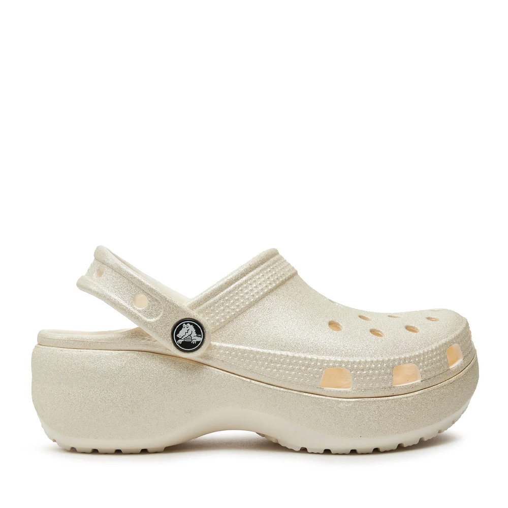 Saboți femei CROCS Classic Platform Glitter Clog chalk 3891DSL207241GLBE