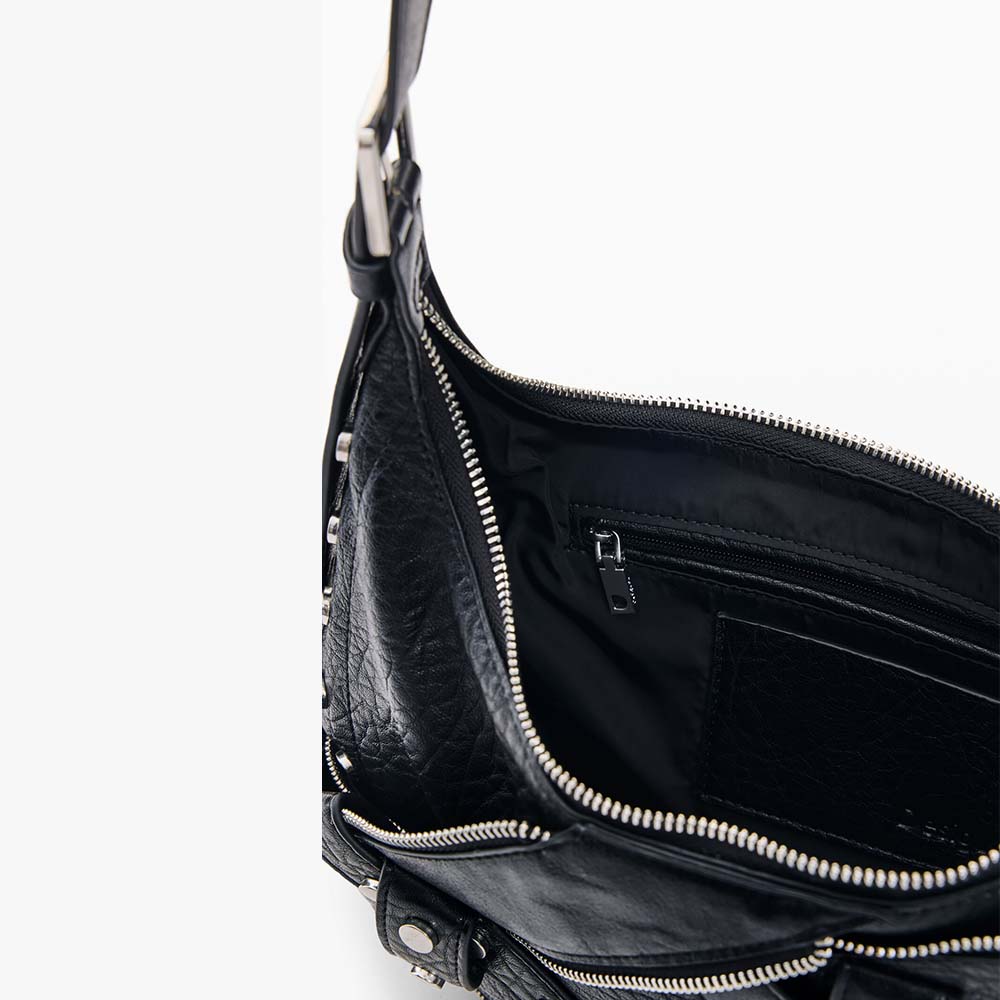 Poșetă hobo femei DESIGUAL neagră cu accesorii deco 2182POSSSAXP28N
