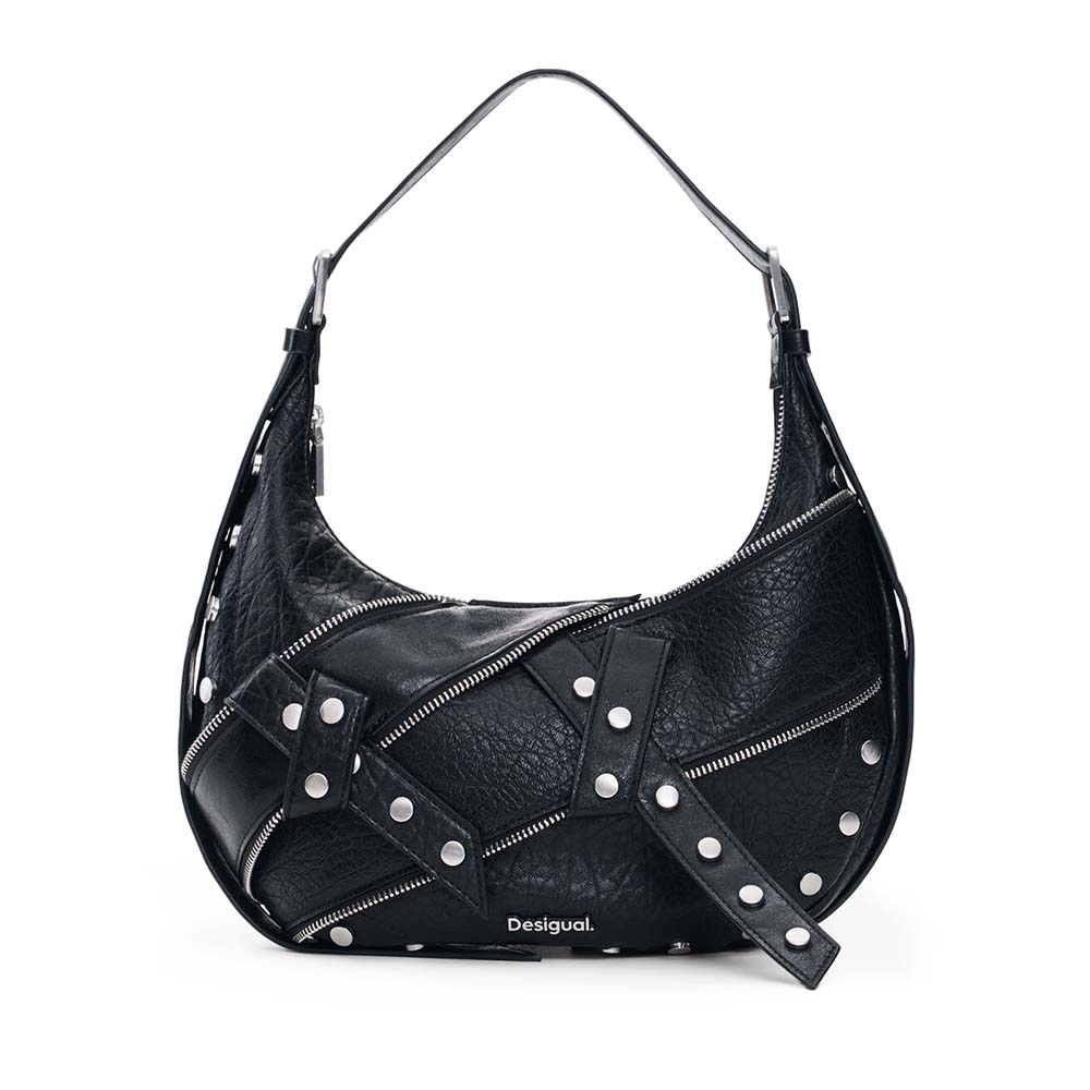 Desigual Poșetă hobo femei DESIGUAL neagră cu accesorii deco 2182POSSSAXP28N