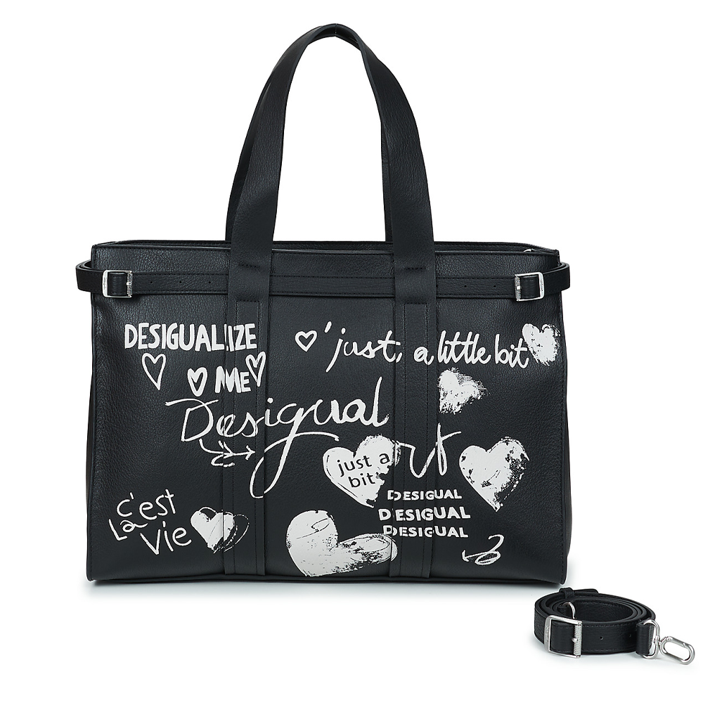 Poșetă shopper femei DESIGUAL neagră cu alb 2180POSSXP05N