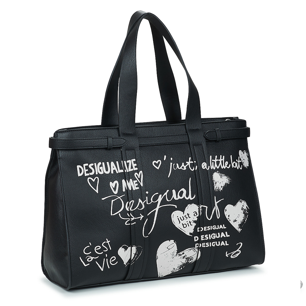Poșetă shopper femei DESIGUAL neagră cu alb 2180POSSXP05N - 1 | YEO