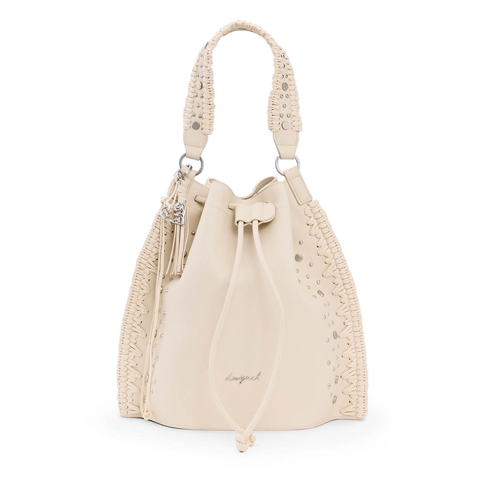 Rucsac femei DESIGUAL ivoire cu elemente metalice 2181RUCSSAKP33IV