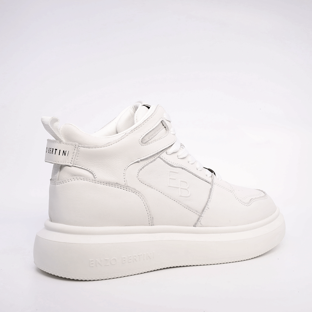 Sneakers high top bărbați Enzo Bertini albi din piele naturală cu logo 3868BG552A