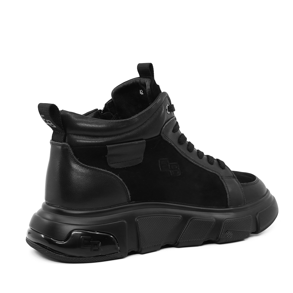 Sneakers high top bărbați Enzo Bertini negre din piele 3662BG969N