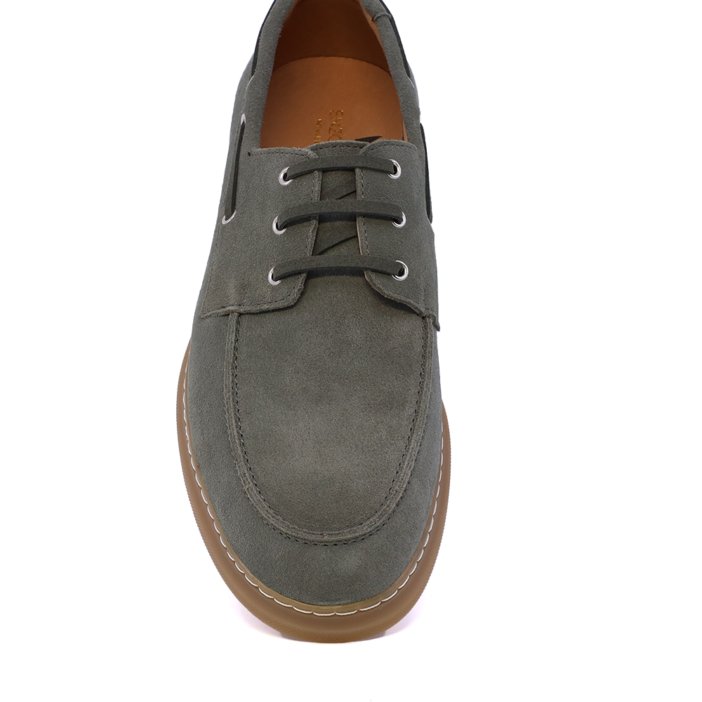Mocasini cu șiret bărbați Enzo Bertini Premium Collection verzi din piele întoarsă 1641BM2322920VV