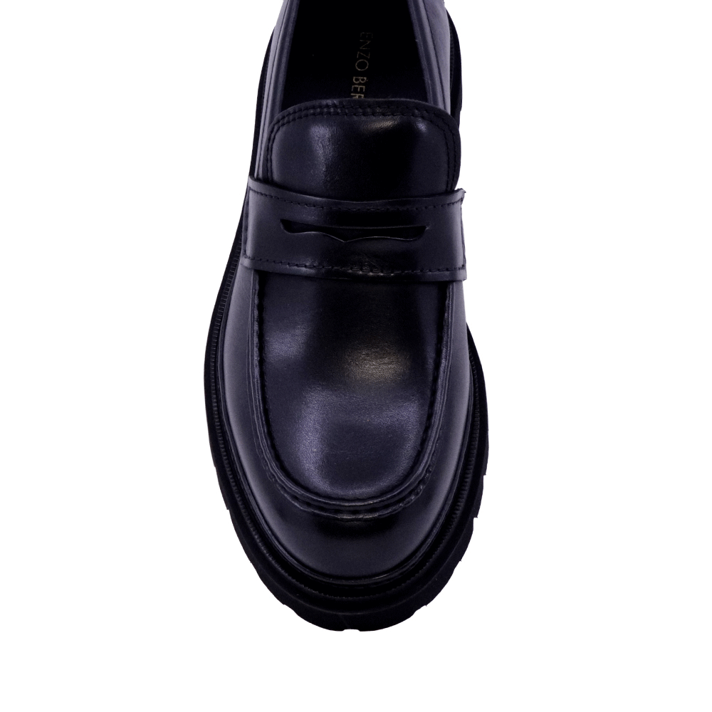 Pantofi tip loafers bărbați Enzo Bertini negri din piele 1782BP5731N