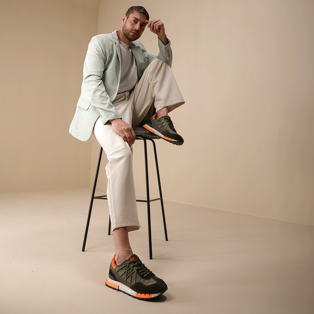 Sneakers bărbați Enzo Bertini kaki din piele întoarsă și textil 2929BP013VKA - 1 | YEO