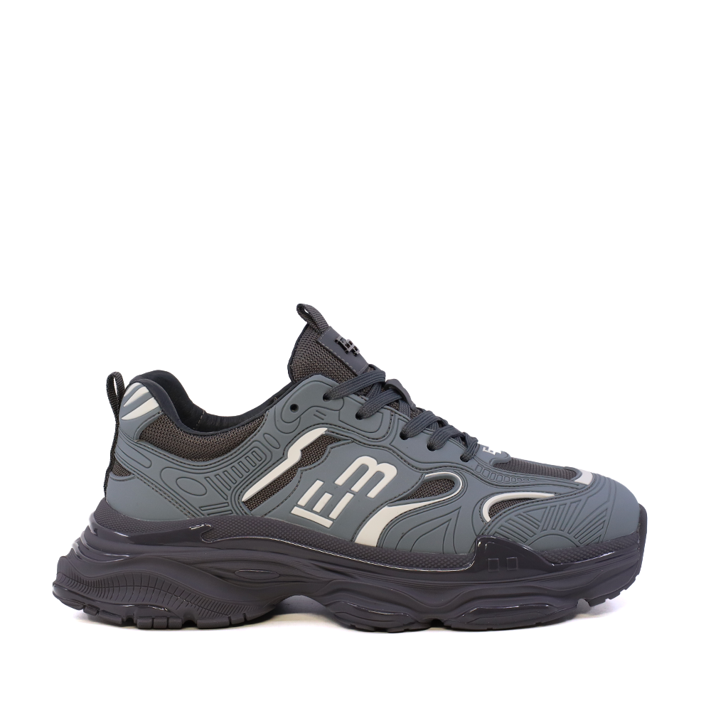 Sneaker bărbați Enzo Bertini gri închis din piele și textil 3661BP595GR