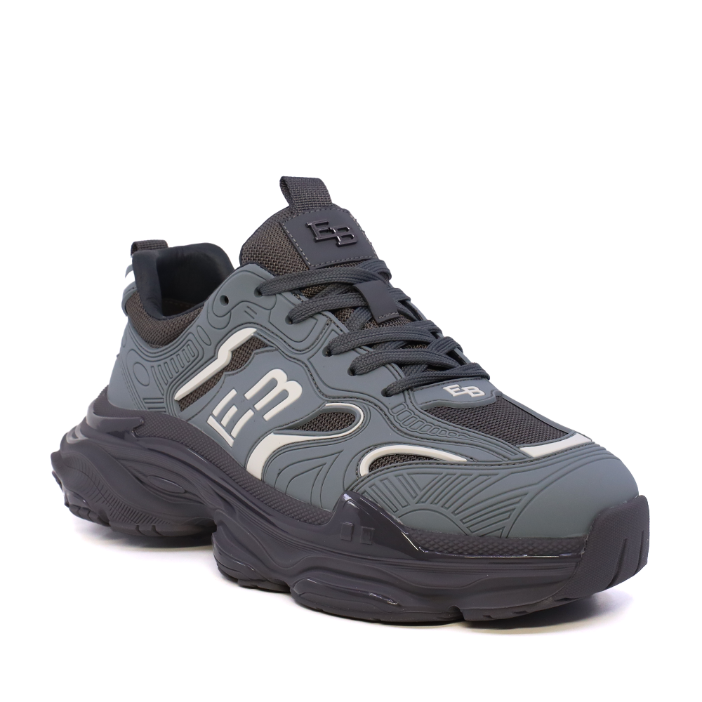 Sneaker bărbați Enzo Bertini gri închis din piele și textil 3661BP595GR - imagine 2