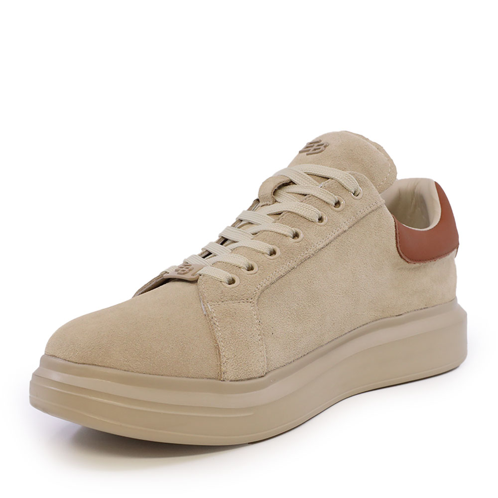 Enzo Bertini beige suede men's sneakers with logo 3869BP665VBE